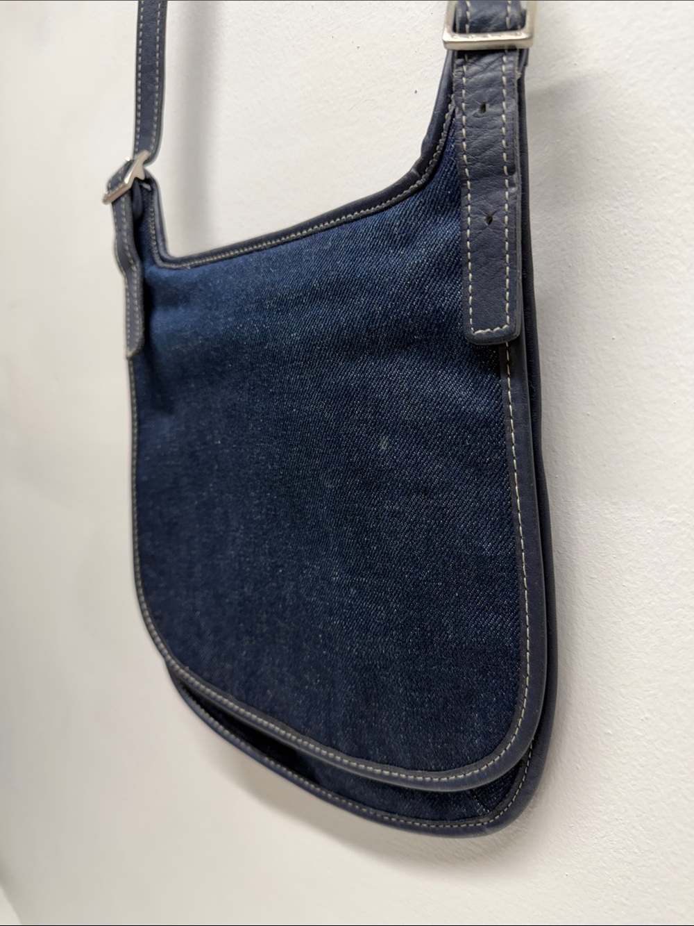 Vintage Coach Crossbody Bag Purse Hippie Canvas Denim Leather Navy Blue USA - Picture 5 of 10